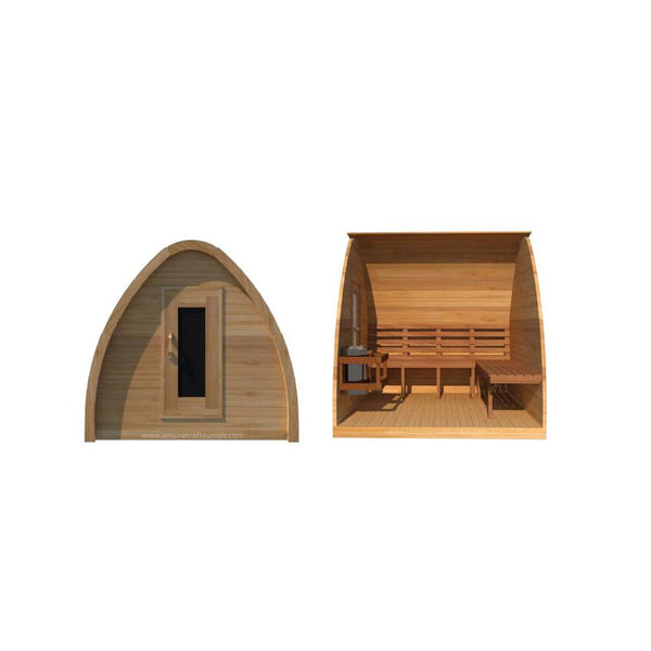 Mini Pod Sauna - Knotty Red Cedar Package Deal - L 214 cm x W  214 cm
