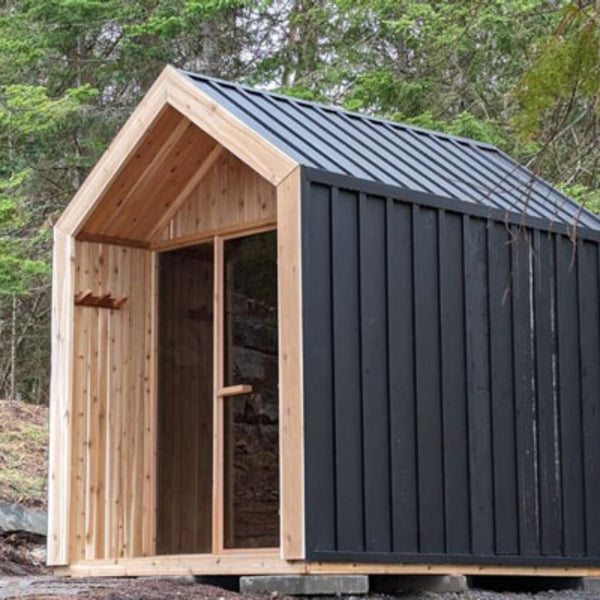 Pure Cube Hudson + Porch Outdoor Sauna Red Cedar Knotty 224 cm x 301 cm